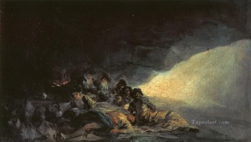フランシスコ・ゴヤ Painting - 洞窟で休む放浪者たち フランシスコ・デ・ゴヤ